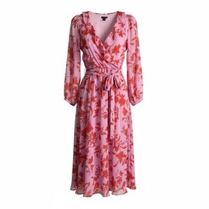 Ann Taylor pink and red floral midi dress
